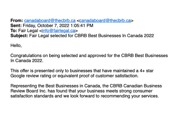 CBRB Best Businesses in Canada 2022